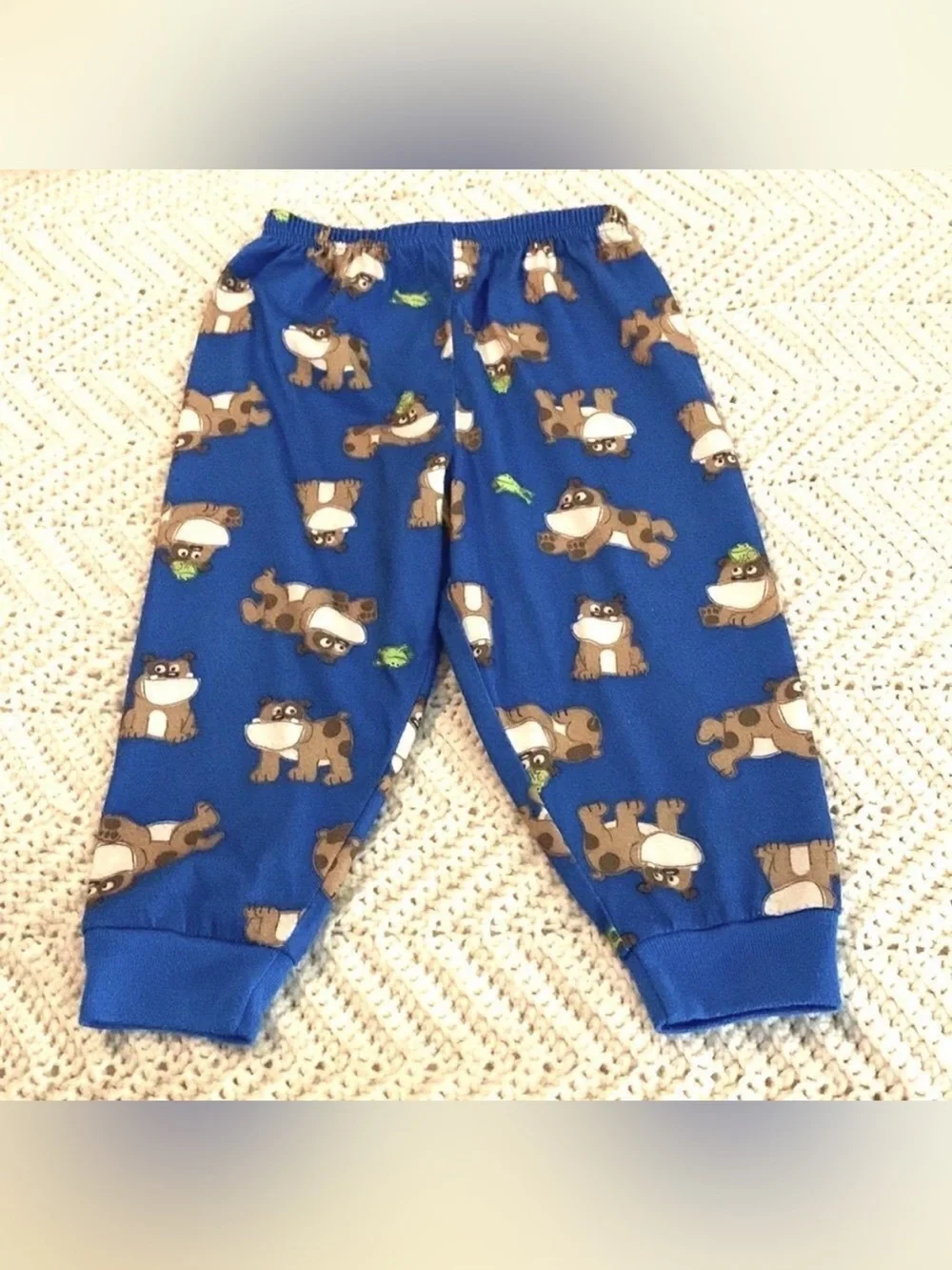 Carter’s Baby Infant Boys Blue BULLDOG Long Sleeve Pajamas Pjs Pants Set 24M
